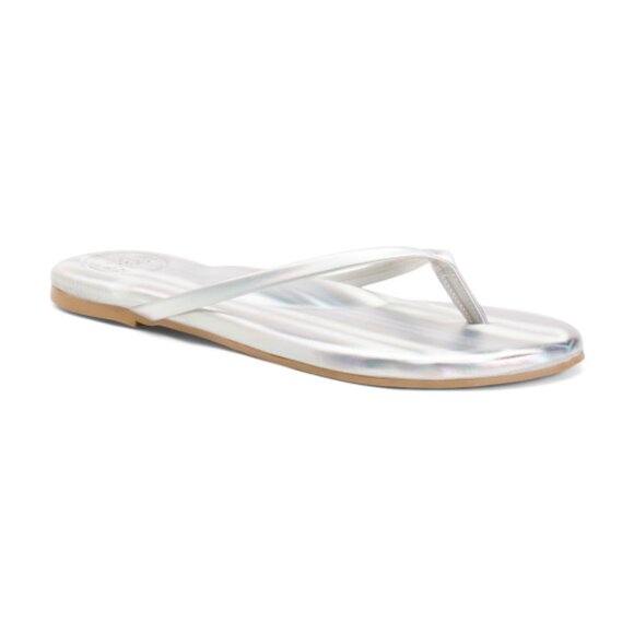 NEW SOLEI SEA Indie Flip Flop Sandals in Metallic Silver for women 7251j5 - Picture 6 of 9